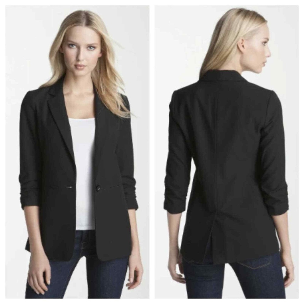 MICHAEL Michael Kors Ruched Sleeve Boyfriend Jacket - size 14